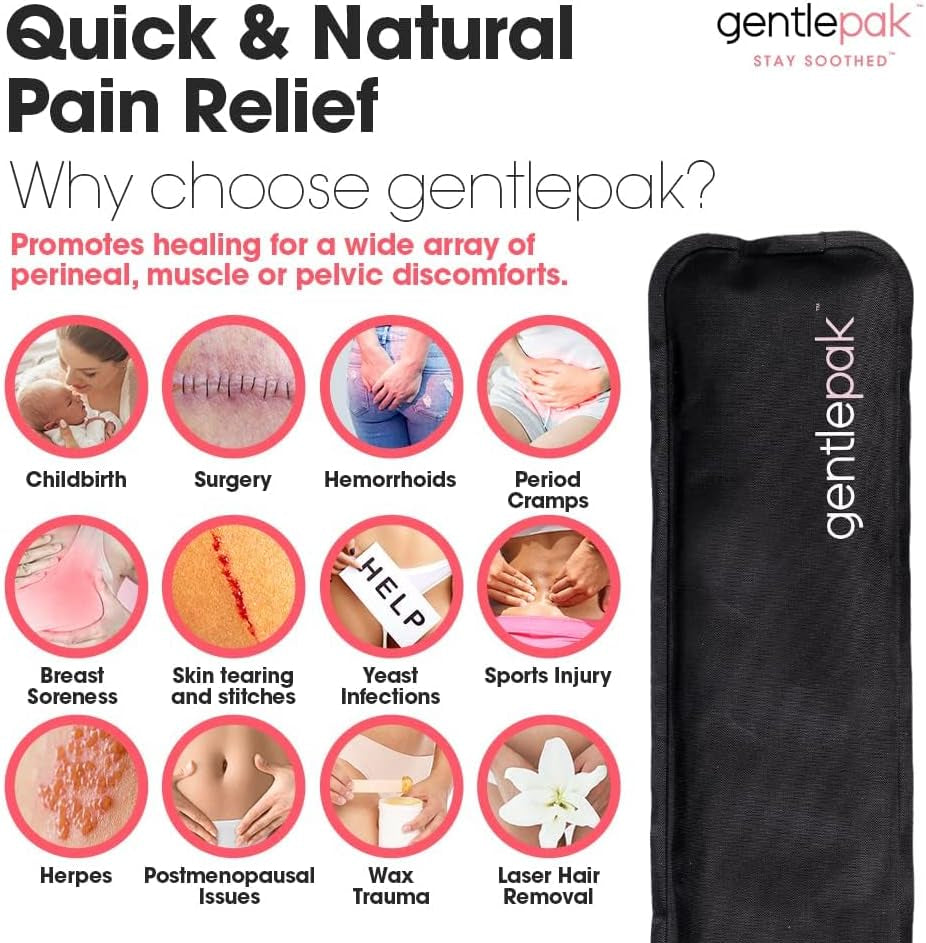 Gentlepak Reusable Perineal Ice & Heat Paks with Washable Sleeves for Postpartum, Pregnancy & Hemorrhoid Pain Relief, Multi Use Kids, Muscle, Vaginal Discomfort (2-Pack Tube)